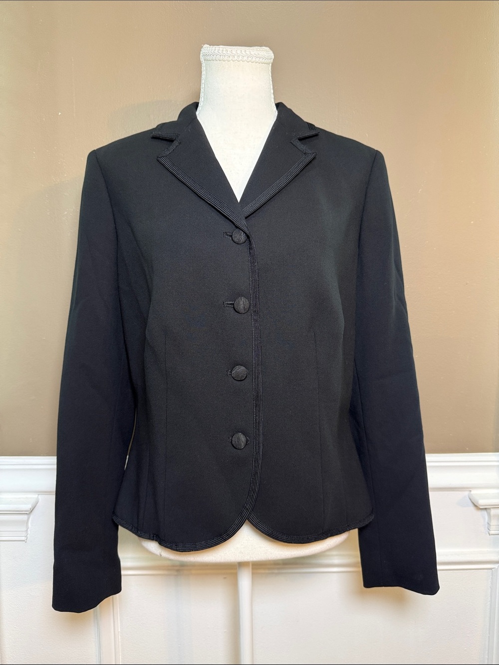 Lauren Ralph Lauren Black‎ Wool Blazer Jacket Peplum Back Size 10 Career Y2K